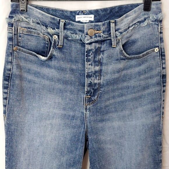 Good American Good Waist Extreme Deep V Distressed Skinny Jeans Sz 30 - Picture 4 of 13